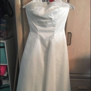 White strapless wedding gown